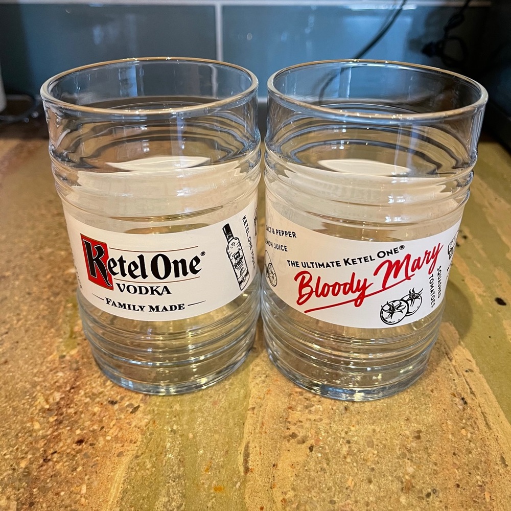 Ketel One Bloody Mary Glasses Cup Pair 16 Oz